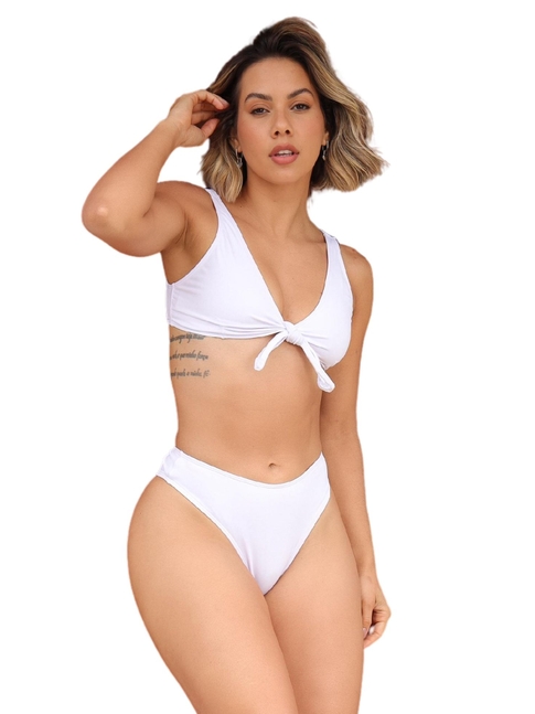 BIQUÍNI TOP AMARRAÇÃO CALCINHA TRADICIONAL BRANCO COLEÇÃO FLORESCER TRIO20