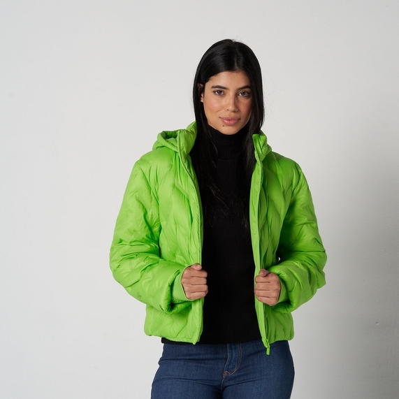 JAQUETA FEMININA PUFFER VERDE PADRÃO