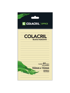 BLOCO ADESIVO PAUTADO 50F - 102X152MM - 301A11C651C - AMARELO - UN - COLACRIL