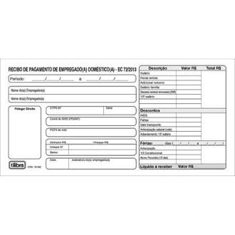 RECIBO DE PAG EMPREG DOMESTICO 13X2 VIAS 216X107MM  - PCT 20 - TILIBRA