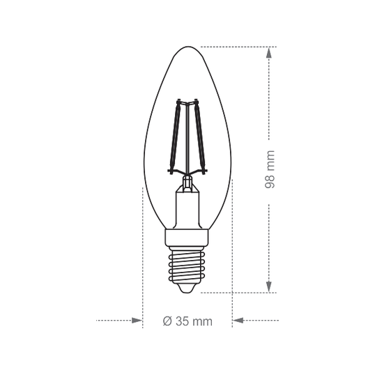 LÂMPADA LED TASCHIBRA FILAMENTO VINTAGE B35 BIVOLT