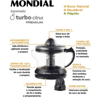 ESPREMEDOR DE SUCO PREMIUM E-02 - 127V - PRETO - UN - MONDIAL