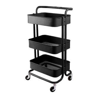 CARRINHO ORGANIZADOR  MULTIUSO C/RODA - 3 PRATELEIRAS - PRETO - UN - CONTHEY
