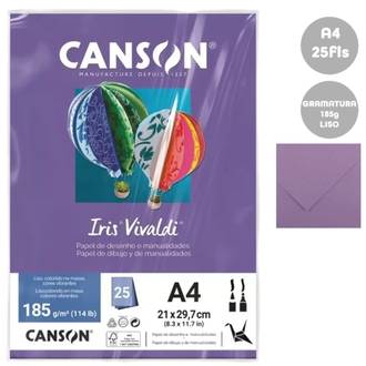 PAPEL IRIS VIVALDE 185G 25FL A4 - VIOLETA - UN - CANSON