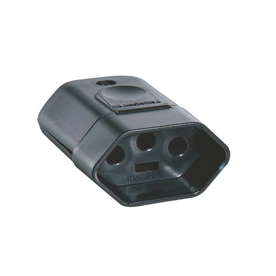 PLUG TRAMONTINA FÊMEA (2P+T) 20A 250V PRETO REF. 57403/155