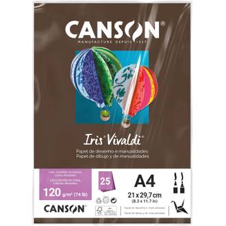 PAPEL IRIS VIVALDE 120G 25FL A4 - CHOCOLATE - UN - CANSON