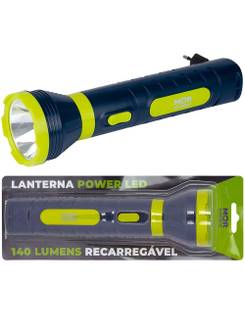 LANTERNA POWER LED 140 LUMENS RECARREGAVEL - 9182 - AZUL MARINHO - UN - MOR