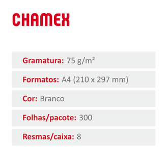 PAPEL CHAMEX 75G 300FLS - A4 - UN - CHAMEX