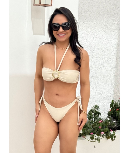 BIQUÍNI TOP ORGANIC CALCINHA DE AMARRAR TEXTURE OFF WHITE COLEÇÃO CAPPUCCINO BOSS02