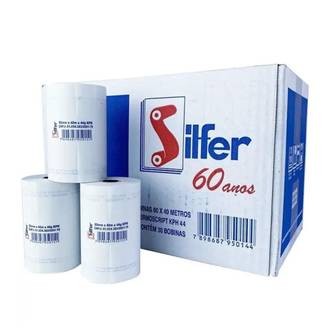 BOBINA TERMICA 44G - BRANCA - 80x40 - CX 30 - SILFER