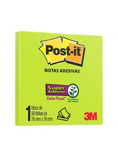 POST IT BLOCO ADESIVO 654 90F - 76X76 - VERDE NEON - UN - 3M
