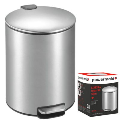 LIXEIRA INOX SLIM C/PEDAL 5L POWERMAID
