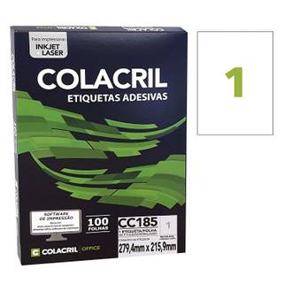 ETIQ INKJET/LASER CARTA 100FL CC185 - 279X215 - UN - COLACRIL