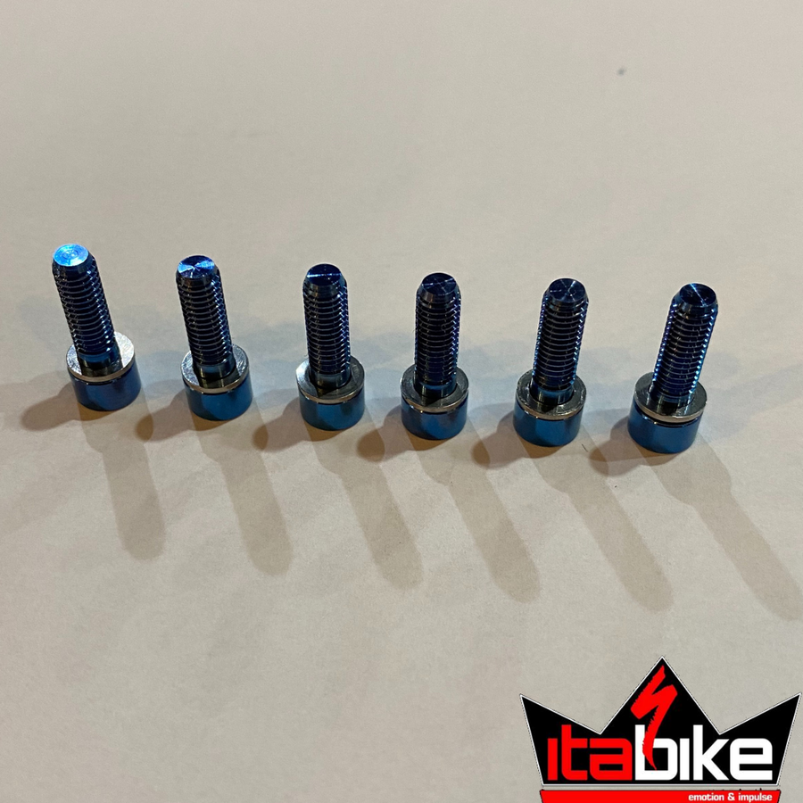 Parafuso em Titânio Para Avanço/Mesa e Guidão Azul (6 Parafusos)