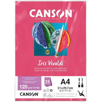 PAPEL IRIS VIVALDE 120G 25FL A4 - ROSA ESCURO - UN - CANSON