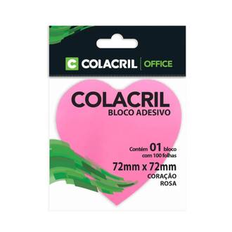 BLOCO ADESIVO CORACAO 100F - 72X72MM - 301A11C661C - ROSA - UN - COLACRIL