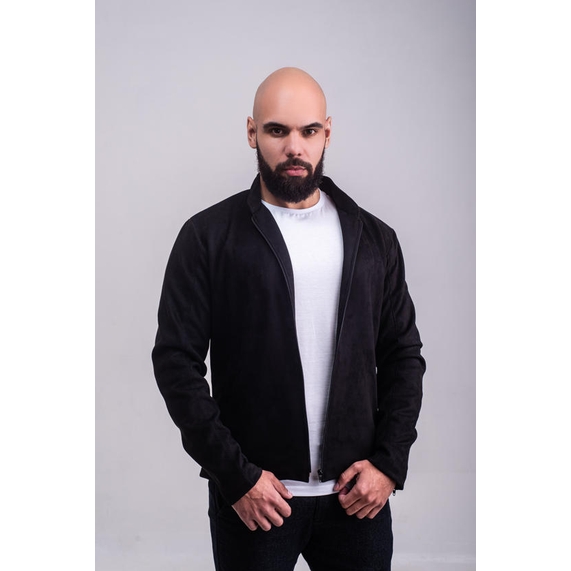 JAQUETA MASCULINA CASUAL SUEDE PRETA PADRÃO