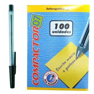 CANETA COMPACTOR 07 0,7MM - PRETO - CX 100 - COMPACTOR