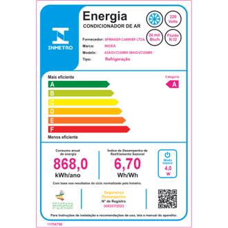 AR CONDICIONADO SPLIT HW INVERTER XTREME SAVE CONNECT 24000 BTUS 220V  - BRANCO - UN - SPRINGER MIDEA