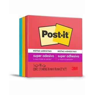 POST IT BLOCO ADESIVO 90F - 76X76 - C/3 - UN - 3M