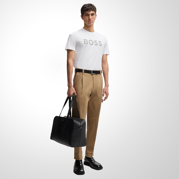 CAMISETA BOSS MASCULINA JERSEY ALGODÃO DETALHE LOGO BRANCA