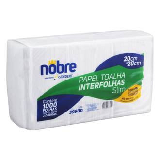 PAPEL TOALHA INTERFOLHADO 20X20CM - 100% CELULOSE - C/1000 - UN - NOBRE