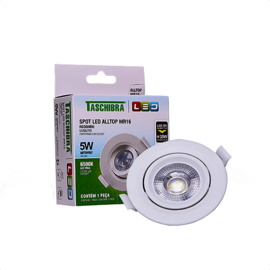 SPOT LED ALLTOP TASCHIBRA MR16 REDONDO 5W 6500K BIVOLT