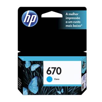 CARTUCHO DE TINTA 670 CIANO CZ114AB - UN - HP