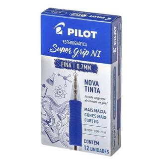 CANETA SUPER GRIP 0.7 0.7MM - AZUL - CX 12 - PILOT