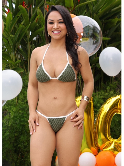 BIQUÍNI CORTININHA CALCINHA FITA VERDE COLEÇÃO B-DAY FEBELA