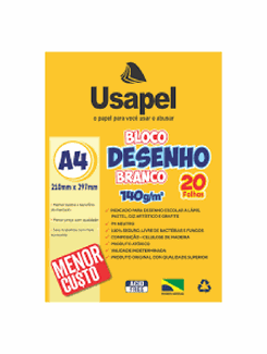 BLOCO DESENHO 140G A4 20FL - 25058 - BRANCO - UN - USAPEL