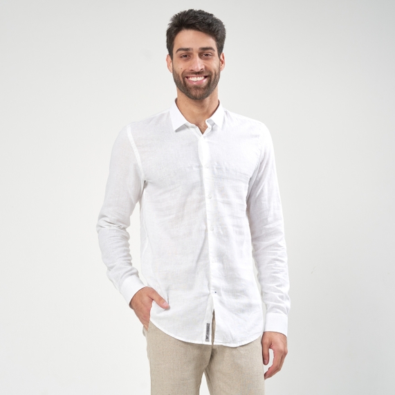 CAMISA LINHO MANGA LONGA BRANCA PADRÃO