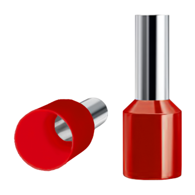 TERMINAL ISOLADO TUBOLAR SIMPLES VERMELHO SFOR 10MM - PACOTE C/20 UN