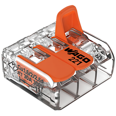 CONECTORES DE EMENDA PARA FIOS WAGO INLINE COM ALAVANCA Ref: 221-413