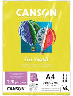 PAPEL IRIS VIVALDE 120G 25FL A4 - AMARELO CN - UN - CANSON