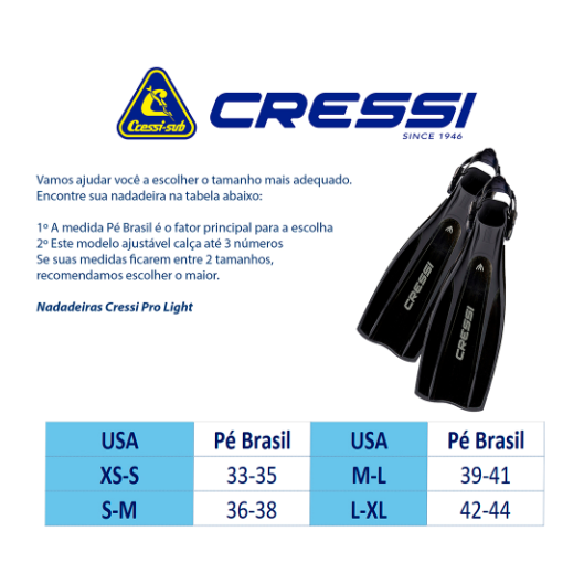 NADADEIRA PRO LIGHT CRESSI PRETO