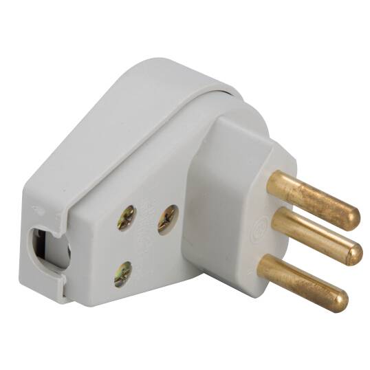PLUG TRAMONTINA ANGULAR (2P+T) 10A 250V CINZA REF. 57401/113