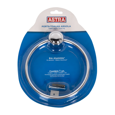 PORTA-TOALHA PLÁSTICA COM ARGOLA 16X2X17CM ASTRA CROMADO