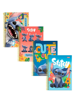 CADERNO COLEGIAL CAPA DURA 10X 160FLS - 3370720 - STITCH - PCT 4 - FORONI