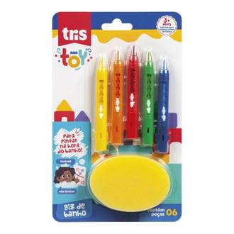 GIZ DE CERA PARA O BANHO TOY 5 CORES - C/ESPONJA - 908063 - UN - TRIS