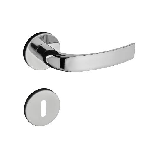 FECHADURA PADO COPA 40 mm ROSETA REDONDA Cilindro: 55 mm Ref: 962-80 Acabamento: Cromado (CR). Aplicação: Interna