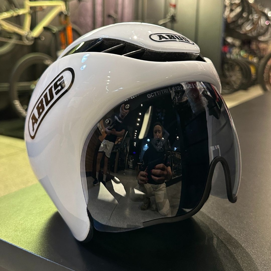 Capacete Abus GameChanger Triathlon Branco Brilhante