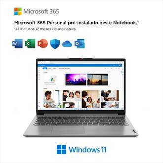 NOTEBOOK 15.6" IDEAPAD 1 CELERON+MSFT365/4GB/128GB/W11 - CINZA - UN - LENOVO