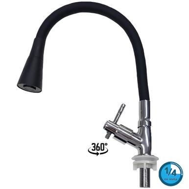 TORNEIRA PARA PIA PIM BICA MÓVEL FLEXÍVEL MESA CONE PRETO 4001 C37