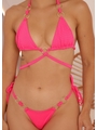 BIQUÍNI CORTININHA ARGOLA DUPLA CALCINHA DE AMARRAR ROSA NEON COLEÇÃO NEON VAN32 - 3