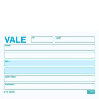 TALAO VALE SEM CANHOTO 100 FOLHAS 110X79MM - PCT 20 - TILIBRA
