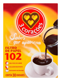 FILTRO DE PAPEL 102 C/30 - UN - 3 CORACOES