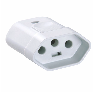 PLUG TRAMONTINA FÊMEA (2P+T) 10A 250V BRANCO REF. 57402/153