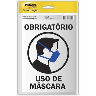 ETIQUETA ADESIVA C/2 USO DE MASCARA OBRIGATORIO - 14X19 - UN - PIMACO