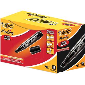 MARCADOR PINCEL PERMANENTE MARKING - PRETO - CX 12 - BIC